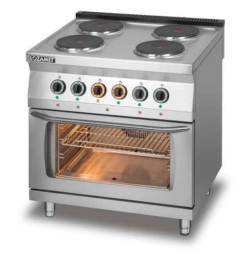 Kuchnia elektryczna 4-płytowa z piekarnikiem elektrycznym i termoobiegiem GN 1/1 | LOZAMET, L700.KEO4-PET