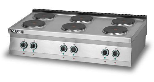 Kuchnia elektryczna 6-płytowa, 15,6 kW, 1200x700x280 mm | LOZAMET, L700.KEO6