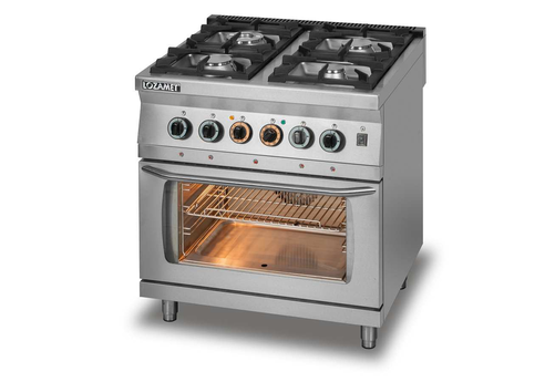 Kuchnia gazowa 4-palnikowa z piekarnikiem elektrycznym z termoobiegiem GN 1/1, 800x700x900 mm | LOZAMET, L700.KG4-PET