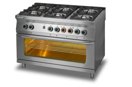 Kuchnia gazowa 6-palnikowa z piekarnikiem elektrycznym 3xGN 1/1, 1200x700x900 mm | LOZAMET, L700.KG6-PE-max