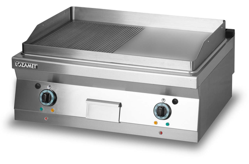 Płyta grillowa elektryczna, 1/2ryflowana, 1/2 gładka, 900x900x280 mm | LOZAMET, L900.GPE900RG