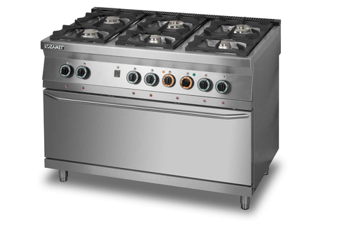 Kuchnia gazowa 6-palnikowa z piekarnikiem elektrycznym 3xGN 1/1, 1350x900x900 mm | LOZAMET, L900.KG6.PE.max