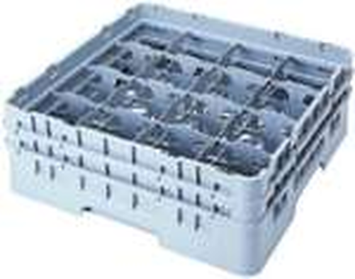Kosz do szkła 500x500 mm, 16 pól, śr. 109 mm, wys. 216 mm | CAMBRO, Camrack