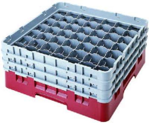 Kosz do szkła 500x500 mm, 49 pól, śr. 60 mm, wys. 300 mm | CAMBRO, Camrack