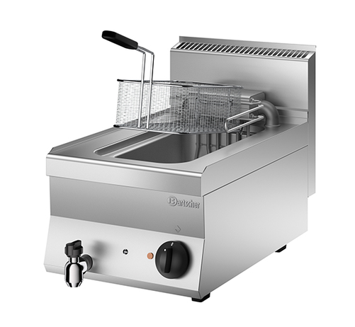 Frytownica elektryczna jednokomorowa 10 l z kranem spustowym, nastolna, 9 kW, 400 V, 400x650x295 mm | BARTSCHER, 650 Snack