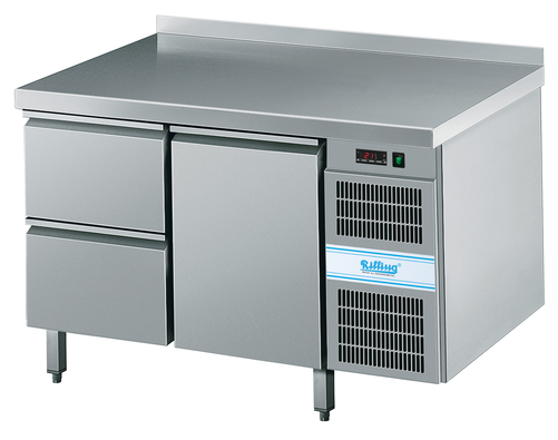 Stół chłodniczy 1-drzwiowy z 2 szufladami i własnym chłodzeniem, GN 1/1, 0,38 kW, 1250x700x850 mm | RILLING, Linia 700 GN 1/1