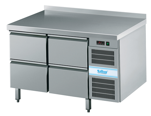 Stół chłodniczy z 4 szufladami i własnym chłodzeniem, GN 1/1, 0,38 kW, 1250x700x850 mm | RILLING, Linia 700 GN 1/1
