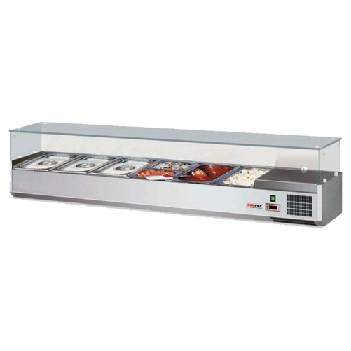 Witryna chłodnicza, 3x GN 1/3, 1x GN 1/2, 0,34 kW, 1200x380x400 mm | REDFOX, 00001403