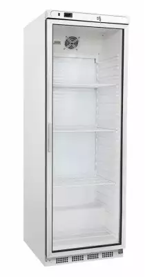 Szafa chłodnicza 1-drzwiowa, drzwi przeszklone, 350 l, 0,185 kW, 600x585x1855 mm, biała | REDFOX, HR 400/G