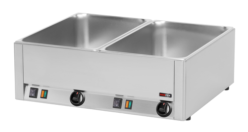Bemar elektryczny 2-komorowy GN 1/1, z niezależnym ogrzewaniem, 3 kW, 660x540x220 mm, inox | REDFOX, BM-2115
