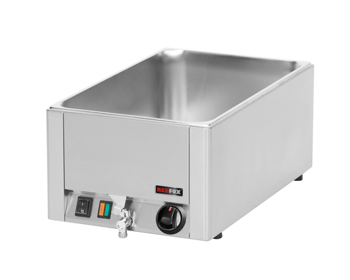 Bemar elektryczny 1-komorowy GN 1/1, z kranem spustowym, 1,5 kW, 330x540x220 mm, inox | REDFOX, BMV-1115