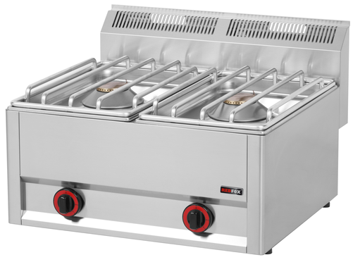 Kuchnia gazowa 2-palnikowa, 9 kW, 660x600x290 mm, inox | REDFOX, Linia 600, SP60/2GLS