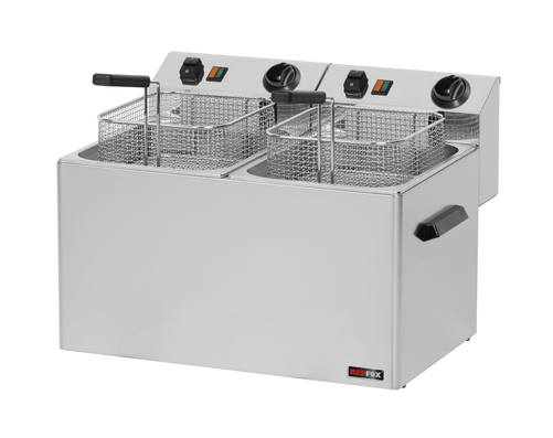 Frytownica elektryczna dwukomorowa 2x 8 l, nastawna, 6 kW, 230 V, 540x420x300 mm | REDFOX, FE-77