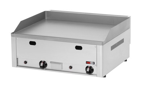 Płyta grillowa gazowa, ze stali nierdzewnej, gładka, nastawna, 8 kW, 660x600x220 mm, inox | REDFOX, FTH-60G