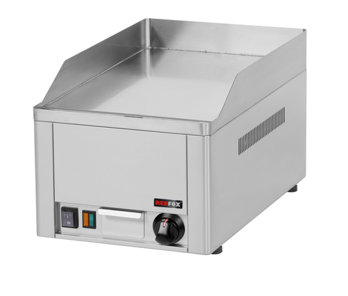 Płyta grillowa elektryczna, ze stali nierdzewnej, gładka, chromowana, nastawna, 3 kW, 330x540x220 mm, inox | REDFOX, FTHC-30E