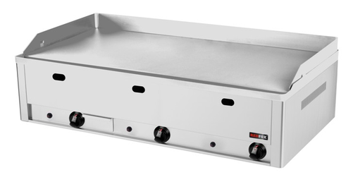 Płyta grillowa gazowa, ze stali nierdzewnej, gładka, nastawna, chromowana, 12 kW, 990x600x220 mm, inox | REDFOX, FTHC-90G