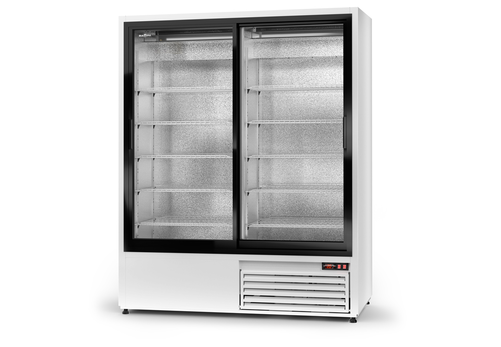 Szafa chłodnicza przeszklona w obudowie ze stali nierdzewnej bez wentylatora, drzwi suwane 1286 l | RAPA, Sch-SR 1600 NZ