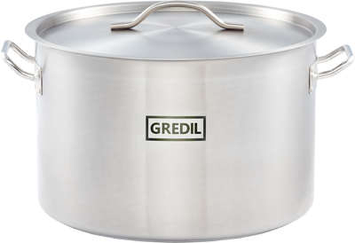 Garnek średni ze stali nierdzewnej z pokrywką o średnicy 400 mm, 32,6 l | GREDIL, Standard Line