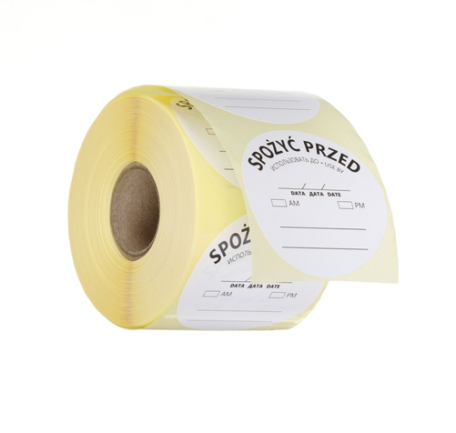 Naklejki Food Safety - SPOŻYĆ PRZED, 500 sztuk w rolce, wielorazowe | HENDI, 850145