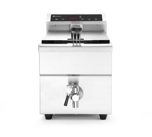 Frytownica indukcyjna jednokomorowa 8 l z kranem spustowym, 3,5 kW, 230 V, 485x290x406 mm | HENDI, Kitchen Line
