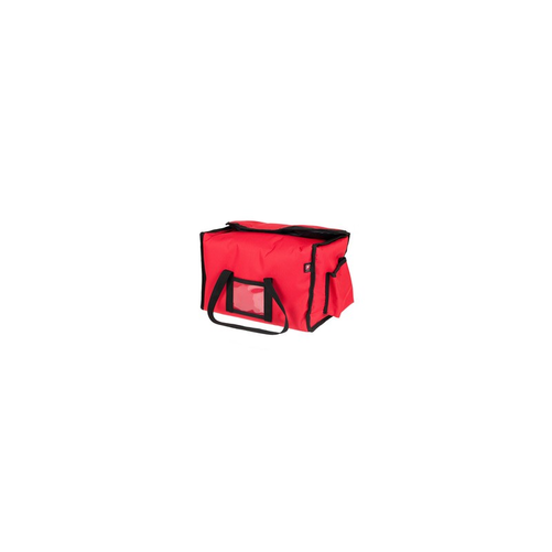 Torba na 6 pudełek 200x250 mm, z kodury, czerwona z czarną lamówką | FURMIS, Lunchbox-6