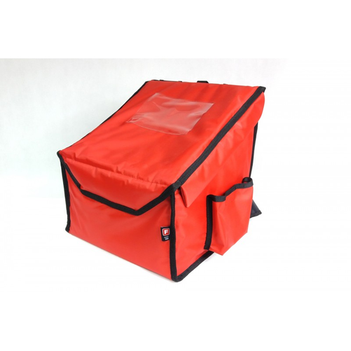 Plecak do pizzy na 4 pudełka 400x400 mm, z nylonu, czerwony z czarną lamówką | FURMIS, Plecak M