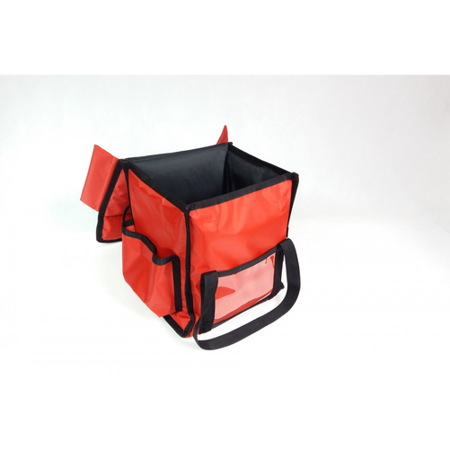 Torba do pizzy na 4 pudełka 450x450 mm, z nylonu, czerwona z czarną lamówką | FURMIS, T4L