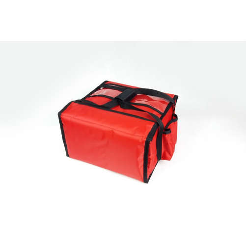 Torba do pizzy na 4 pudełka 450x450 mm, z nylonu, czerwona z czarną lamówką | FURMIS, T4L
