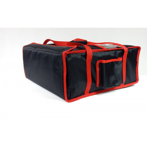 Torba do pizzy na 4 pudełka 500x500 mm, z nylonu, czarna z czerwoną lamówką | FURMIS, T4XL