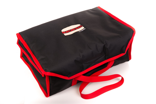 Torba na hamburgery na 12 pudełek 150x150x80 mm, z nylonu, czerwona z czarną lamówką | FURMIS, TNH