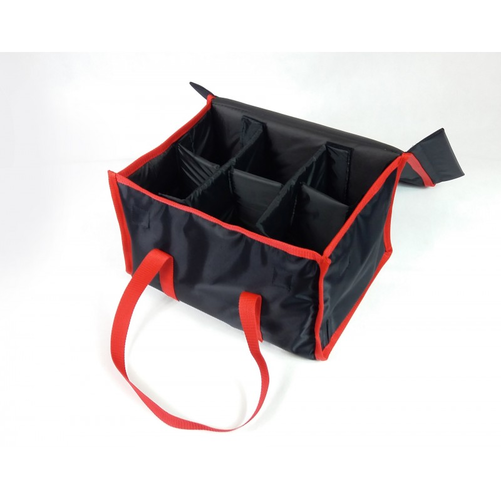 Torba na zupki na 12 pudełek 0,3 l, z nylonu, czarna z czerwoną lamówką | FURMIS, ZUPKI-12