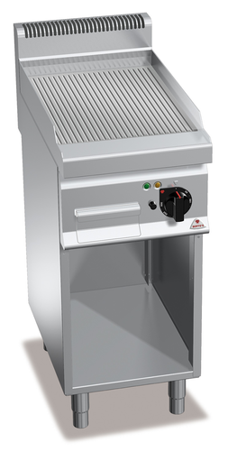 Płyta grillowa, gazowa, ze stali nierdzewnej, ryflowana, wolnostojąca, 6,9 kW, 400x700x290 mm | BERTO'S, Macros 700, Multipan, G7FR4M