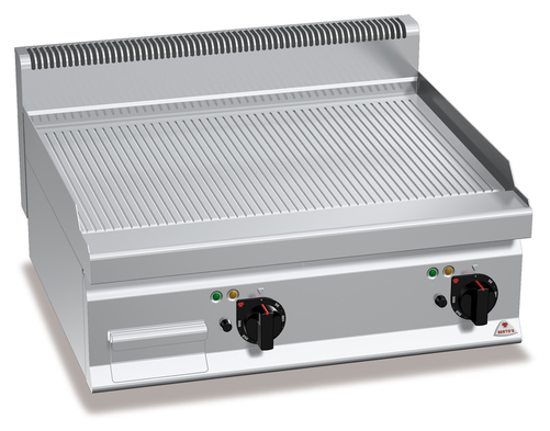 Płyta grillowa, gazowa, ze stali nierdzewnej, ryflowana, nastawna, 13,8 kW, 800x700x290 mm | BERTO'S, Macros 700, Multipan, G7FR8B-2