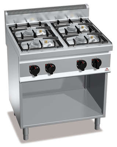 Kuchnia gazowa 4-palnikowa, wolnostojąca, 21,5 kW, 800x700x900 mm | BERTO'S, Macros 700, Eco Power, G7F4MPW