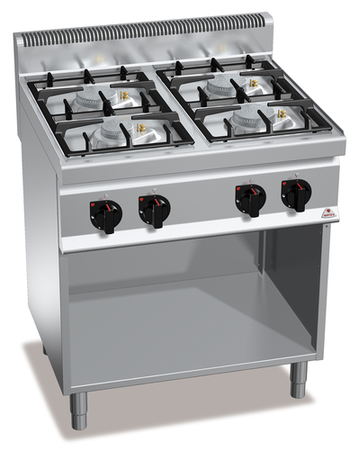 Kuchnia gazowa 4-palnikowa, wolnostojąca, 21,5 kW, 800x700x900 mm | BERTO'S, Macros 700, Eco Power, G7F4MPW