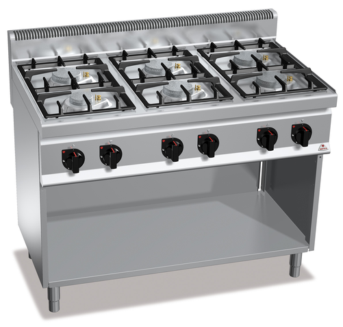 Kuchnia gazowa 6-palnikowa, wolnostojąca, 33,5 kW, 1200x700x900 mm | BERTO'S, Macros 700, Eco Power, G7F6MPW