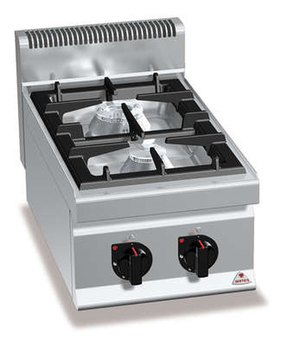 Kuchnia gazowa 2-palnikowa, nastawna, 10,5 kW, 400x700x290 mm | BERTO'S, Macros 700, High Power, G7F2B
