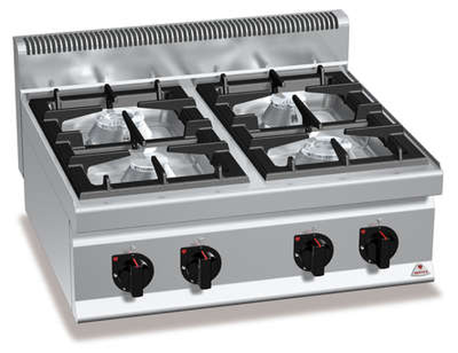 Kuchnia gazowa 4-palnikowa, nastawna, 28 kW, 800x700x290 mm | BERTO'S, Macros 700, Max-Power, G7F4BP
