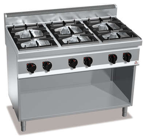 Kuchnia gazowa 6-palnikowa, wolnostojąca, 31,5 kW, 1200x700x900 mm | BERTO'S, Macros 700, High Power, G7F6M