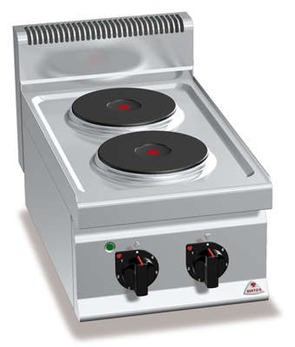 Kuchnia elektryczna 2-płytowa, płyty okrągłe, nastawna, 5,2 kW, 400x700x290 mm | BERTO'S, Macros 700, High Power, E7P2B