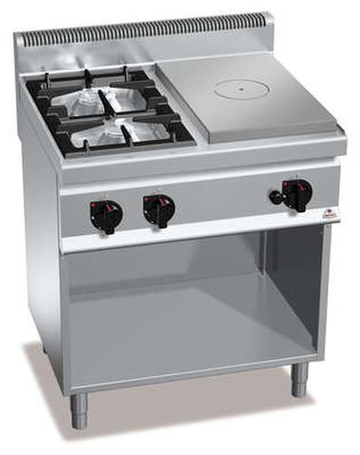 Kuchnia gazowa 2-palnikowa z płytą grzewczą, wolnostojąca, 17,5 kW, 800x700x900 mm | BERTO'S, Macros 700, High Power, G7T4P2FM