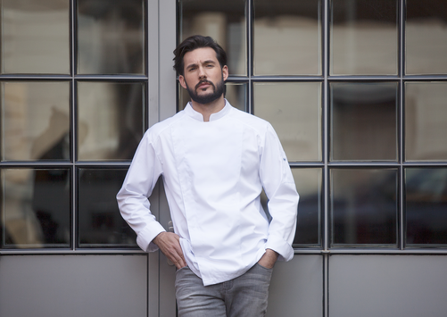 Bluza kucharska męska, rozmiar 50, biała | KARLOWSKY, Noah