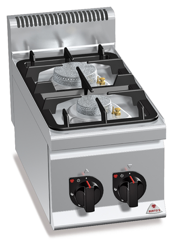 Kuchnia gazowa 2-palnikowa, nastawna, 9,5 kW, 300x600x290 mm | BERTO'S, Plus 600, Eco Power, G6F2BPW