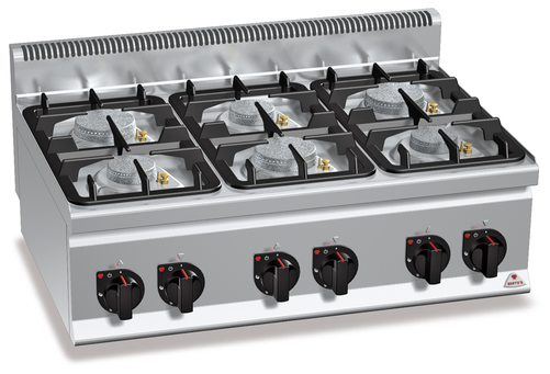 Kuchnia gazowa 6-palnikowa, nastawna, 28,5 kW, 900x600x290 mm | BERTO'S, Plus 600, Eco Power, G6F6BPW