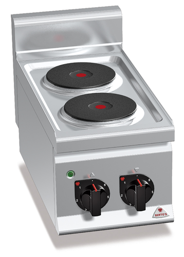 Kuchnia elektryczna 2-płytowa, nastawna, 4 kW, 300x600x290 mm | BERTO'S, Plus 600, Classic, E6P2B