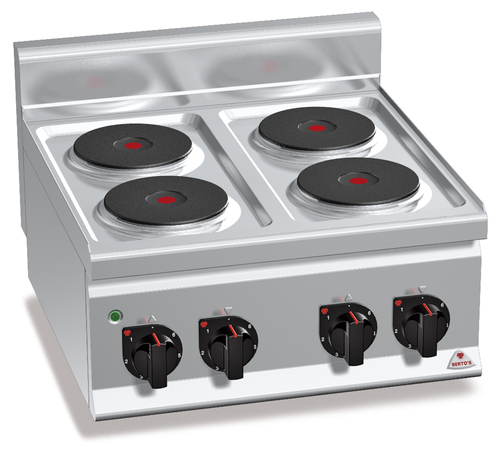 Kuchnia elektryczna 4-płytowa, nastawna, 8 kW, 600x600x290 mm | BERTO'S, Plus 600, Classic, E6P4B