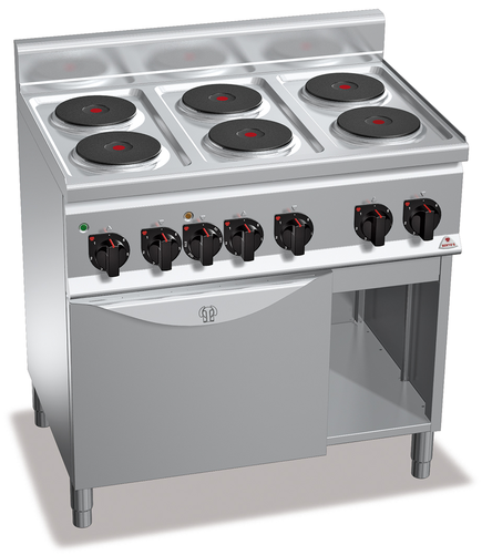 Kuchnia elektryczna 6-płytowa z piekarnikiem elektrycznym z termoobiegiem GN 1/1, 15 kW, 900x600x900 mm | BERTO'S, Plus 600, Classic, E6P6+FE1