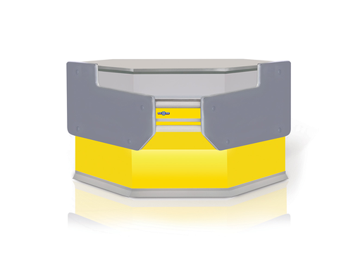 Przystawka kasowa narożna wewnętrzna z blatem ze stali nierdzewnej (szlif), 1300x1300 mm | RAPA, P-A3,B3 NW/107