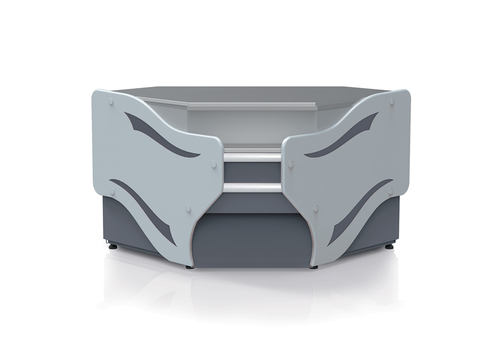 Przystawka kasowa narożna wewnętrzna z blatem ze stali nierdzewnej (płótno), 1300x1300 mm | RAPA, P-E1,E1MAX NW/107