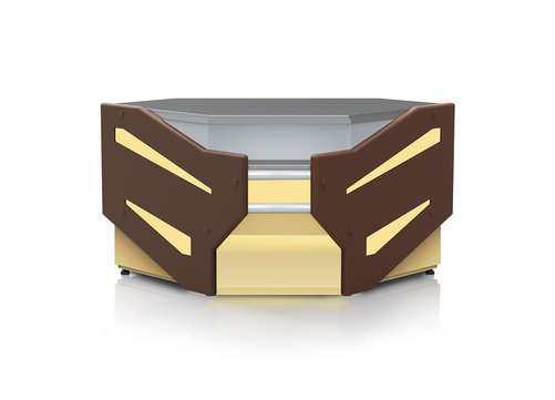 Przystawka kasowa narożna wewnętrzna  z blatem ze stali nierdzewnej (płótno), 1300x1300 mm | RAPA, P-F,FMAX NW/107